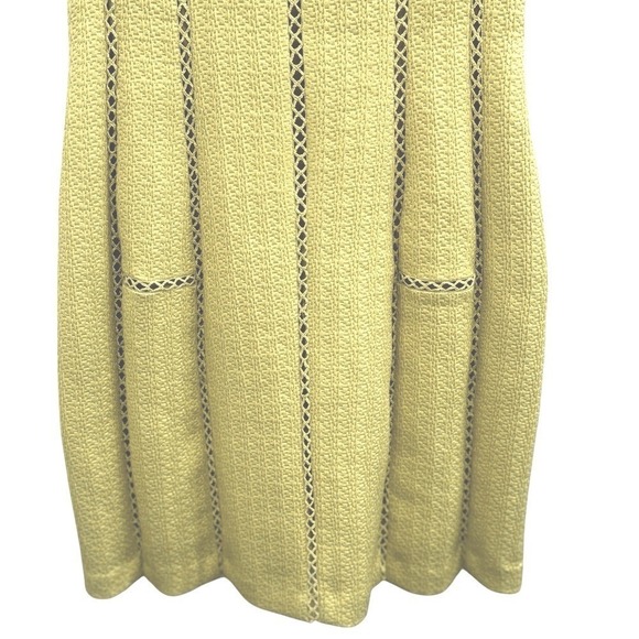 Rebecca‎ Taylor Cocktail Mini Dress Yellow Chartreuse Ladder Stitch Sleeveless 2 - Picture 10 of 12